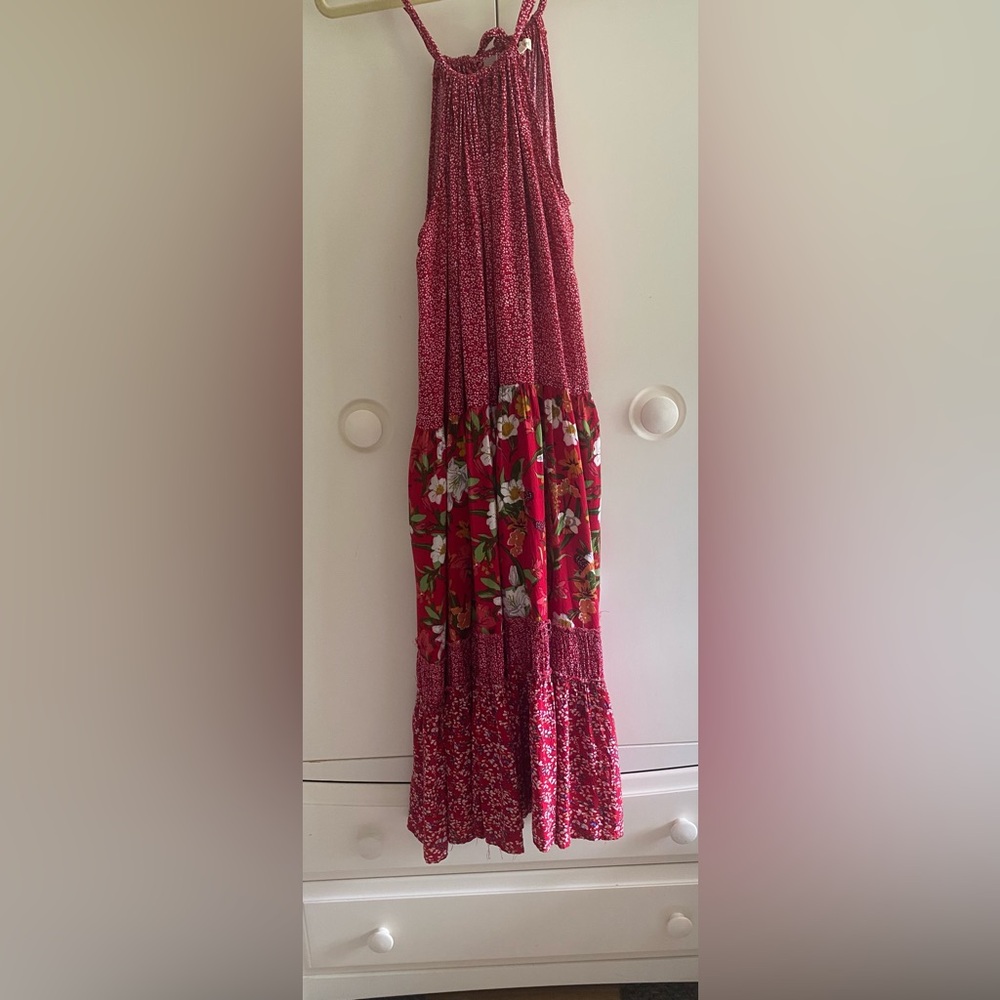 Easel Floral Red Maxi Dress BOHO FLOWY COMFY - Picture 8 of 8